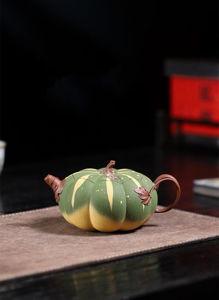 Da Hong Pao Teapot - Two‑Tone Pumpkin Form