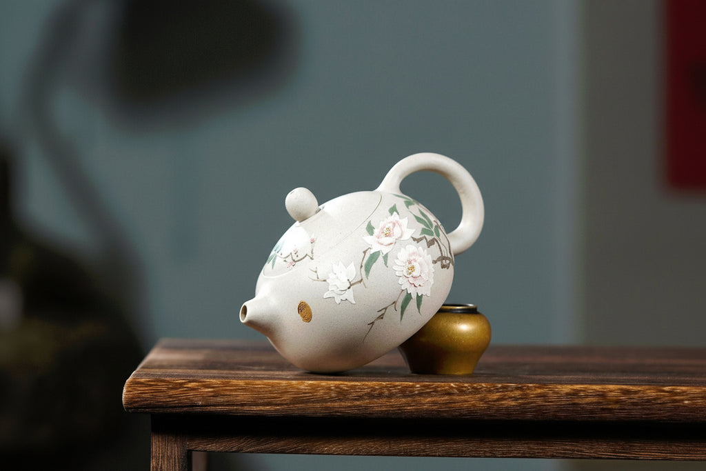 Bai Duan Ni Xishi Teapot - Peony Relief