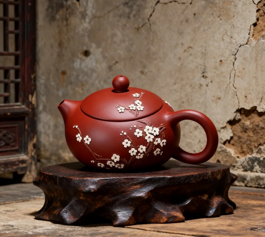 Da Hong Pao Xishi Teapot - Plum Blossom Relief