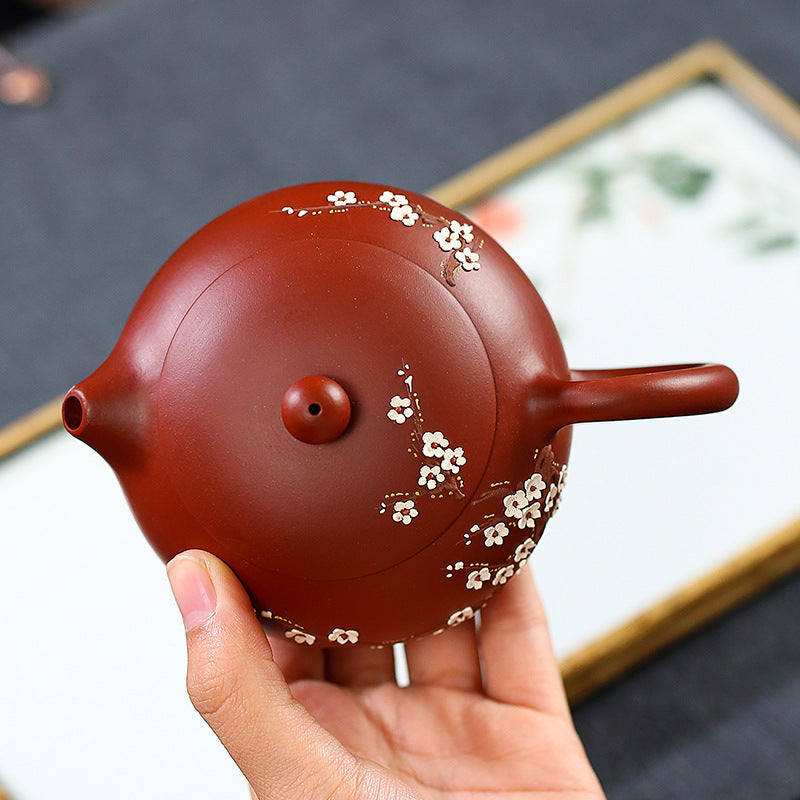 Da Hong Pao Xishi Teapot - Plum Blossom Relief